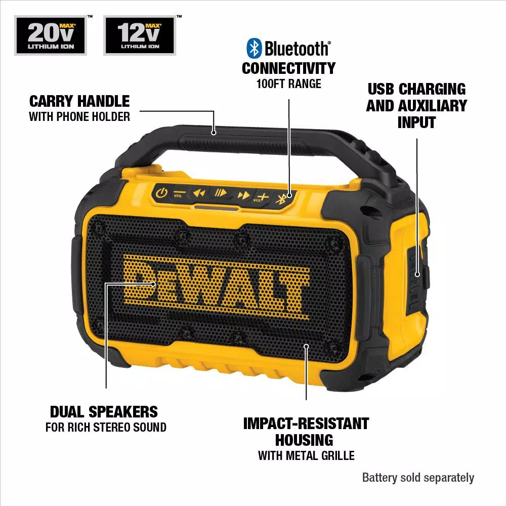 DEWALT 20-Volt MAX Bluetooth Speaker
