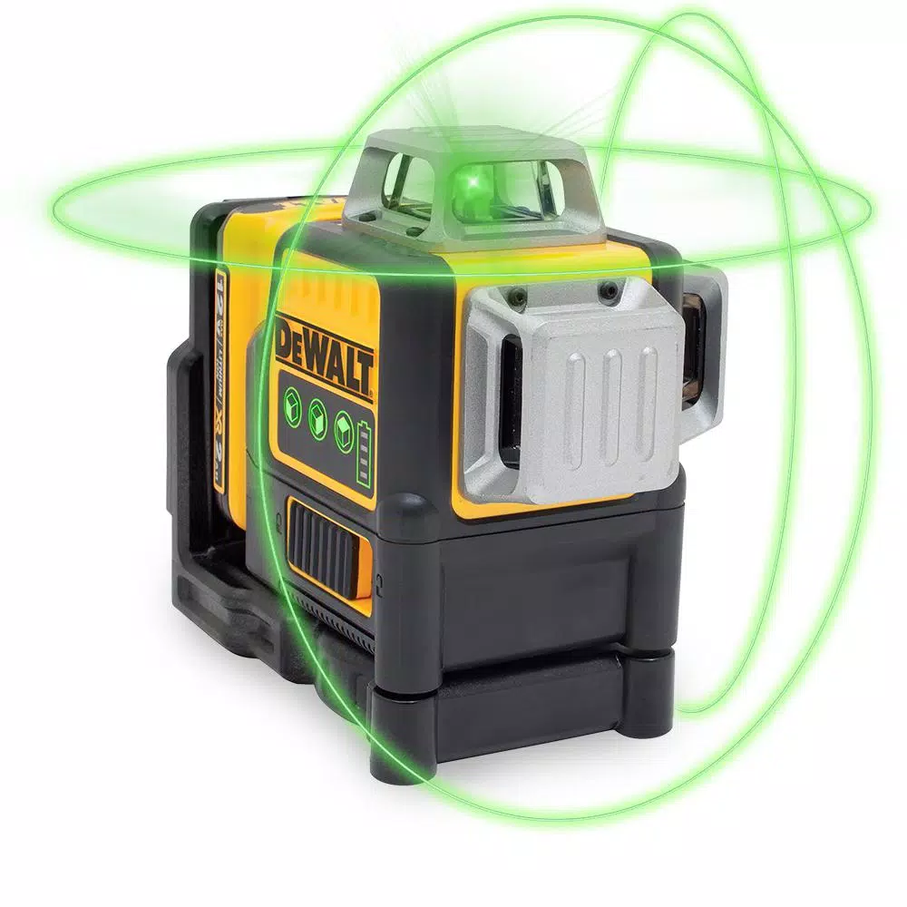 DEWALT 12-Volt MAX Lithium-Ion 100 ft. Green Self-Leveling 3-Beam 360 Degree Laser Level with 2.0Ah Battery, Charger & Case