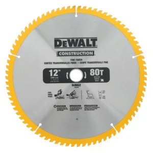DEWALT 15 Amp Corded 12 in. Compound Single Bevel Miter Saw with 12 in. Miter Saw Blade 32-Teeth and 80-Teeth (4-Pack)