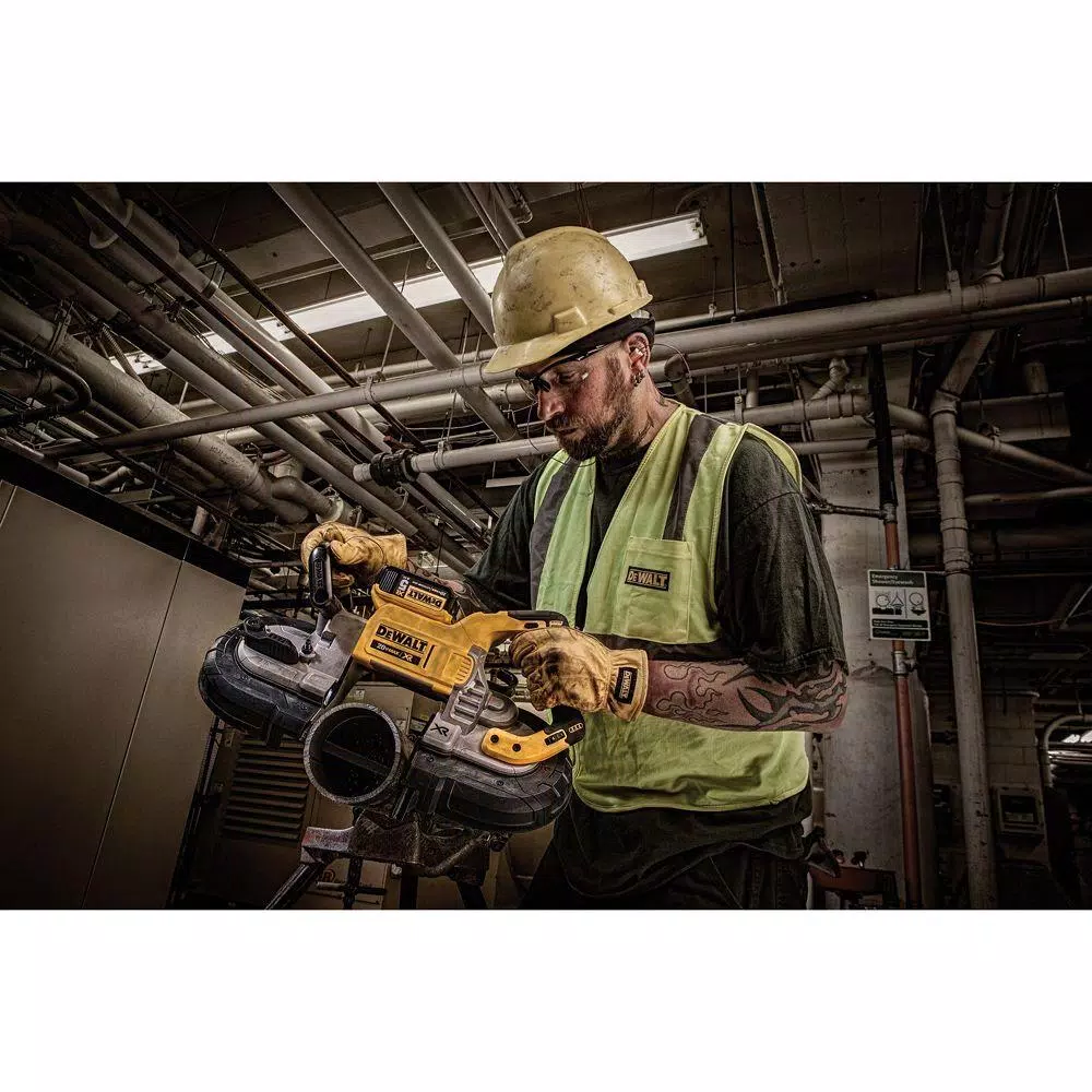 DEWALT 20-Volt MAX XR Cordless Brushless Deep Cut Band Saw with 1-1/2 in. Die Grinder & (2) 20-Volt Batteries 5.0Ah