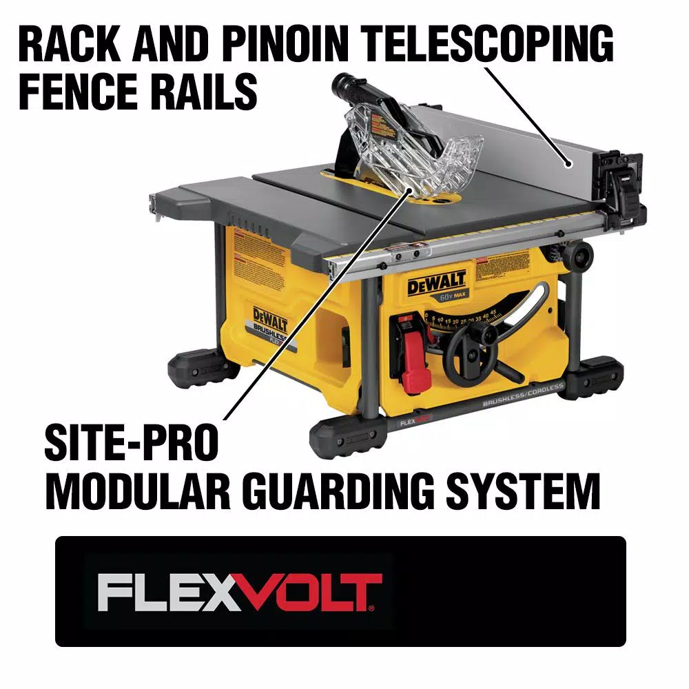 DEWALT FLEXVOLT 60-Volt MAX Cordless Brushless 8-1/4 in. Table Saw Kit with (2) FLEXVOLT 6.0Ah Batteries