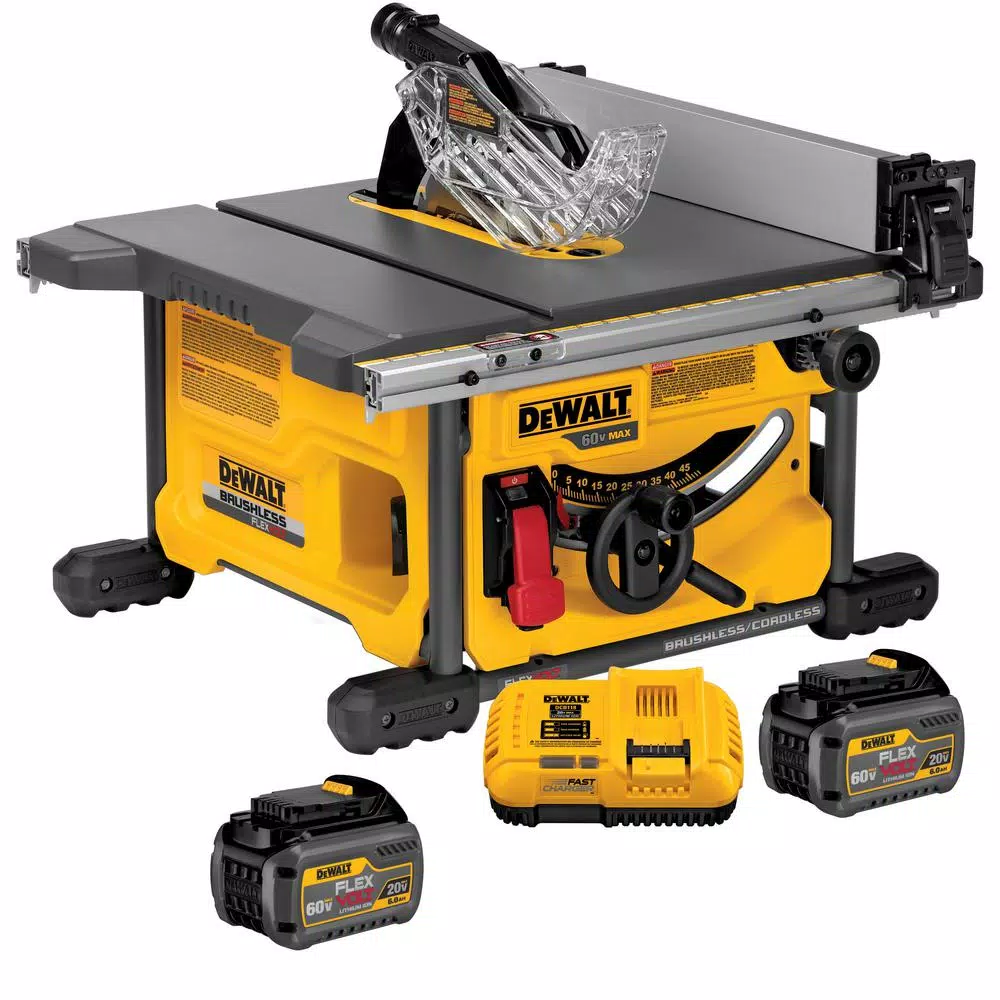DEWALT FLEXVOLT 60-Volt MAX Cordless Brushless 8-1/4 in. Table Saw Kit with (2) FLEXVOLT 6.0Ah Batteries