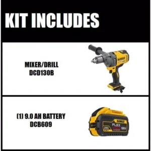 DEWALT FLEXVOLT 60-Volt MAX Cordless Brushless 1/2 in. Mixer/Drill with E-Clutch & (1) FLEXVOLT 9.0Ah Battery