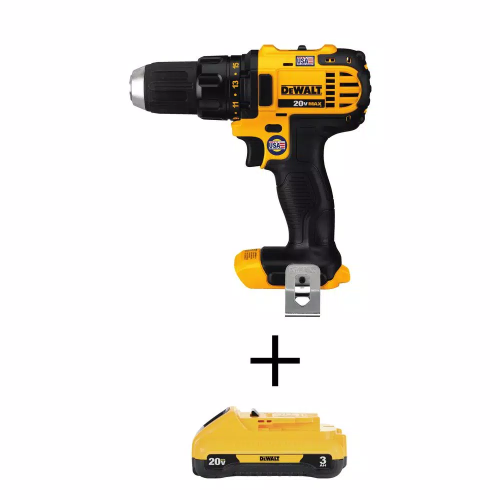 DEWALT 20-Volt MAX Li-Ion Cordless Compact Drill/Drill Driver (Tool-Only) with 20-Volt MAX Compact Li-Ion 3.0 Ah Battery Pack