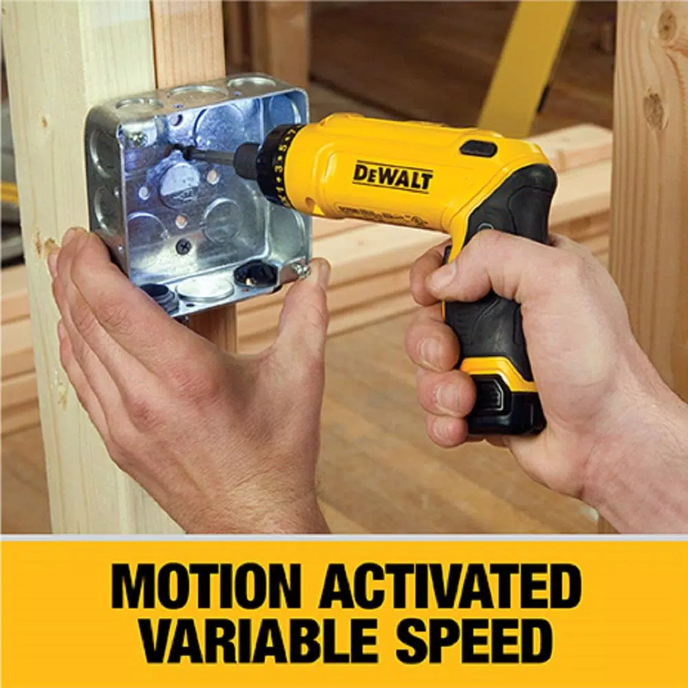 DEWALT 8-Volt MAX Cordless Gyroscopic Screwdriver with Adjustable Handle, (2) 1.0Ah Batteries, Charger & Bag