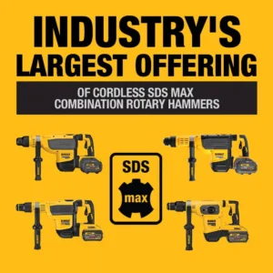 DEWALT FLEXVOLT 60-Volt MAX Brushless 1-7/8 in. SDS MAX Rotary Hammer, (2) FLEXVOLT 9.0Ah Batteries & 1/2 in. Impact Wrench