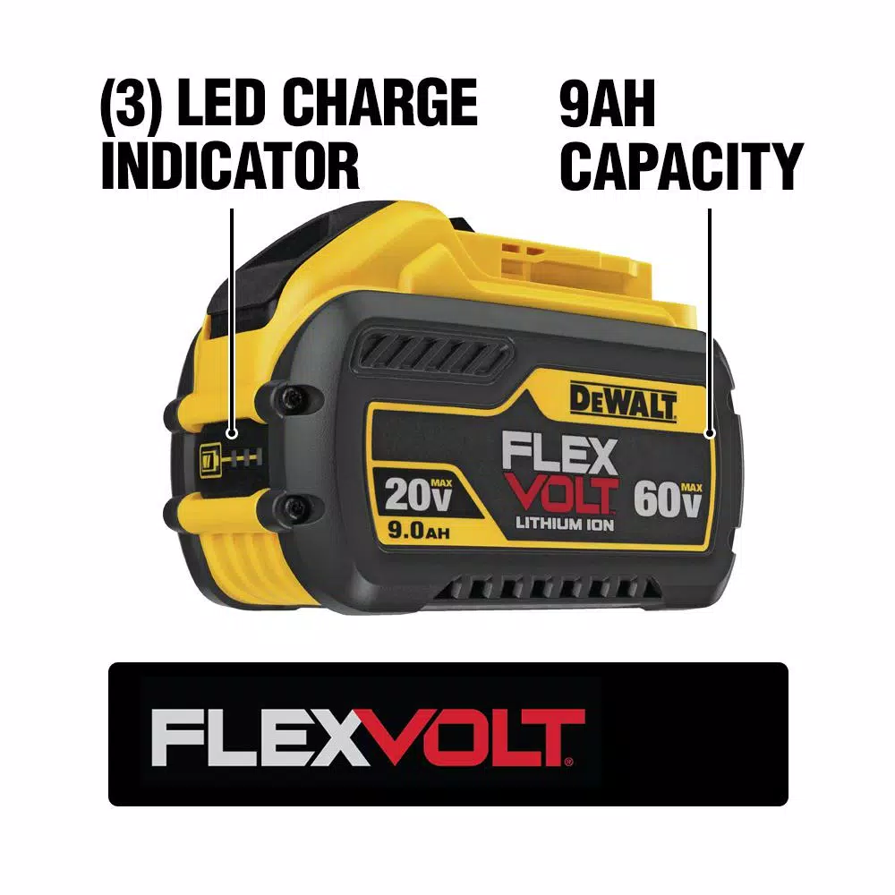 DEWALT FLEXVOLT 60-Volt MAX Cordless In-line 1/2 in. Stud & Joist Drill with E-Clutch & (1) FLEXVOLT 9.0Ah Battery
