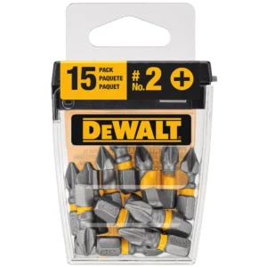 DEWALT MAX IMPACT 1 in. #2  Philips Bit (15-Piece) with Small Bulk Storage Case