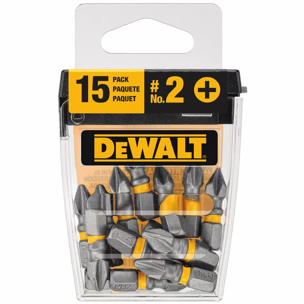 DEWALT MAX IMPACT 1 in. #2 Philips Bit (15-Piece) with Small Bulk Storage Case