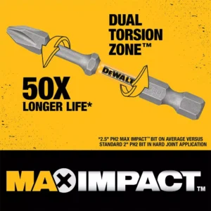 DEWALT MAX IMPACT 2.5 in. #2 Philips Bit (15-Piece) with Small Bulk Storage