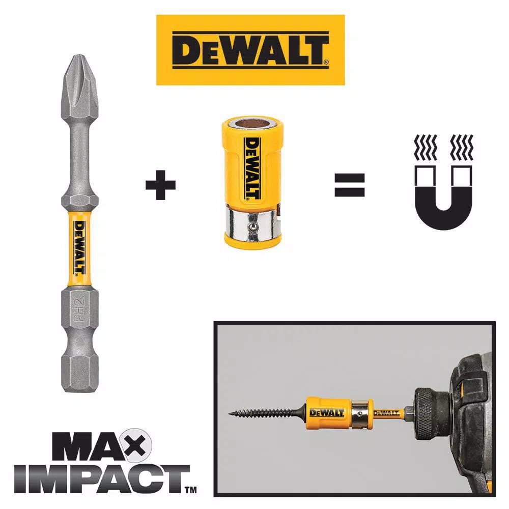 DEWALT MAX IMPACT 2.5 in. #2 Square Bit (15-Piece) with Small Bulk Storage Case with Bonus MAX Impact 6 in. Bit Holder