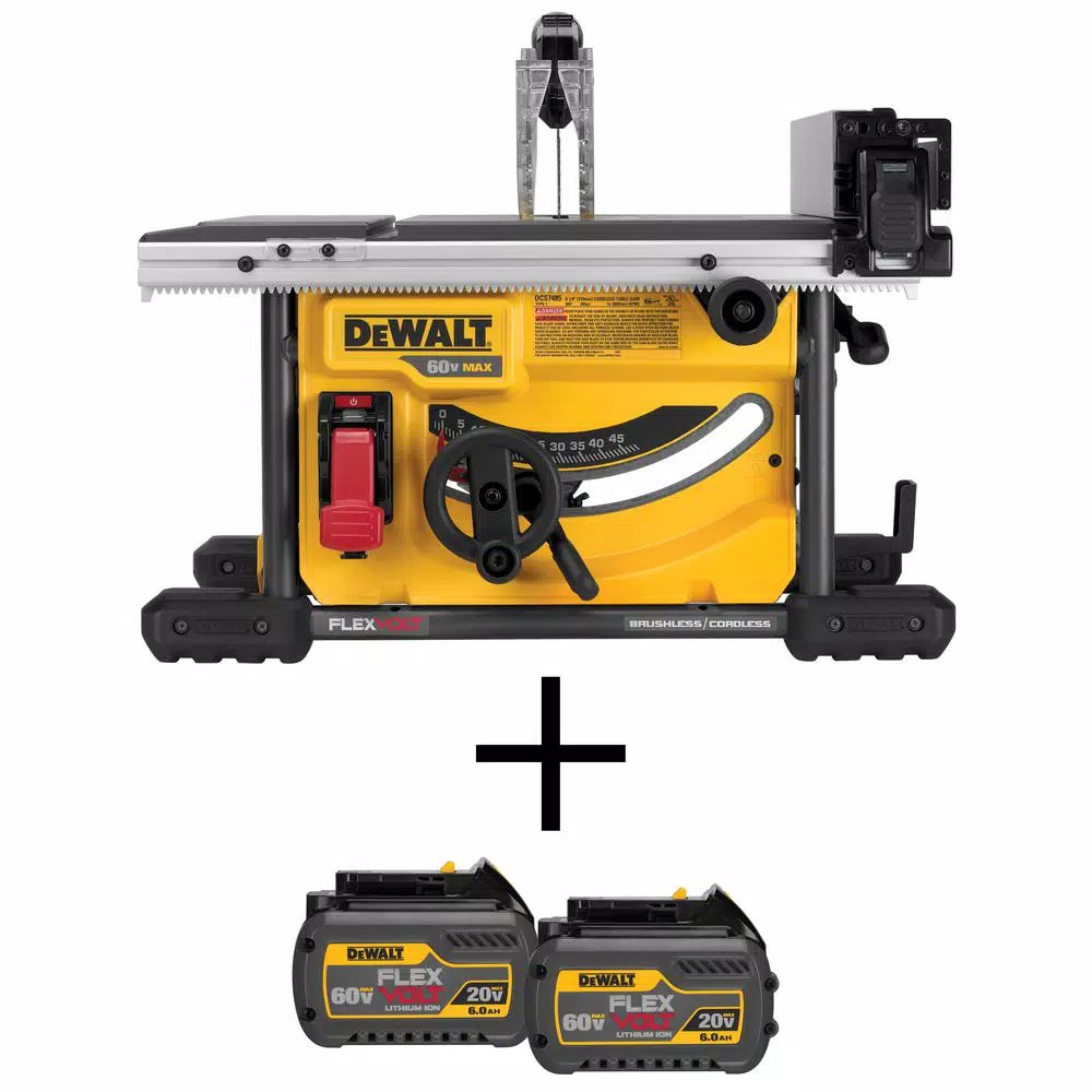 DEWALT FLEXVOLT 60-Volt MAX Cordless Brushless 8-1/4 in. Table Saw Kit with (2) FLEXVOLT 6.0Ah Batteries
