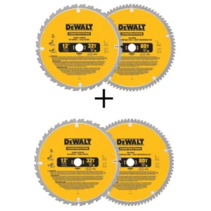DEWALT 12 in. Miter Saw Blade 32-Teeth and 80-Teeth (2-Pack) with Bonus 12 in. Miter Saw Blade 32-Teeth and 80-Teeth (2-Pack)