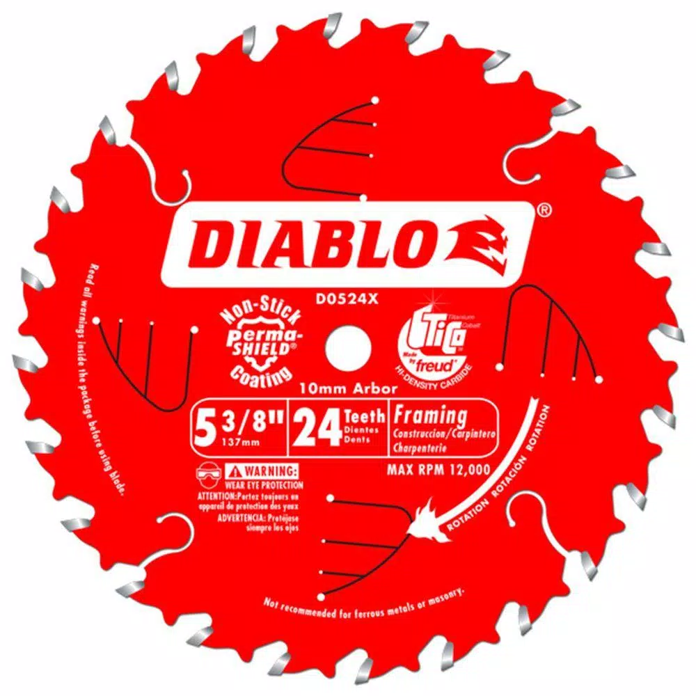 DIABLO 5-3/8 in. x 24-Tooth x 10 mm Arbor Framing Trim Saw Blade