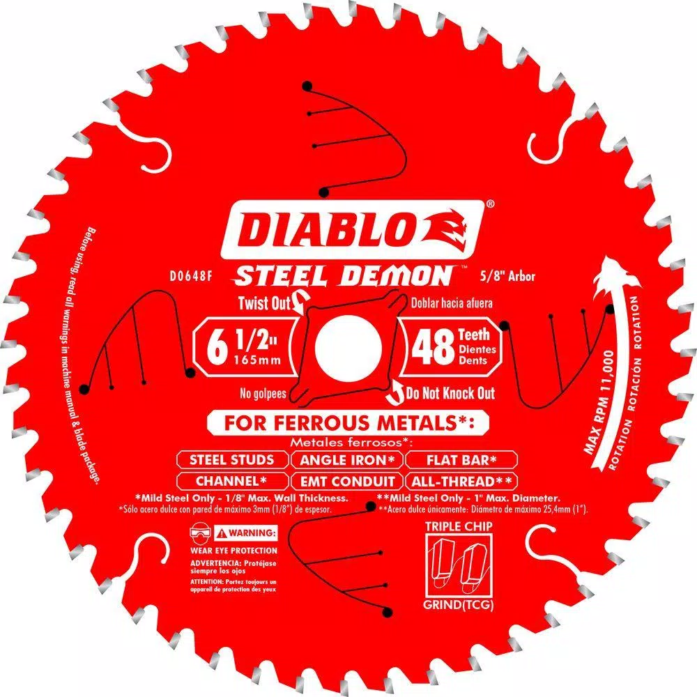 DIABLO 6-1/2 in. x 48-Tooth Steel Demon Ferrous Metal Cutting Saw Blade