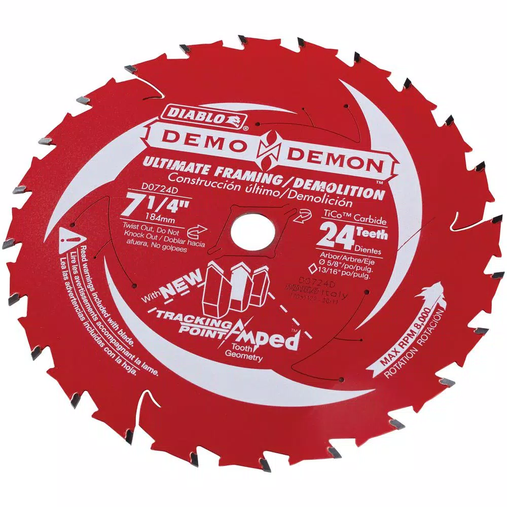 DIABLO 7-1/4 in. 24-Teeth Demo Demon Tracking Point Amped Saw Blade
