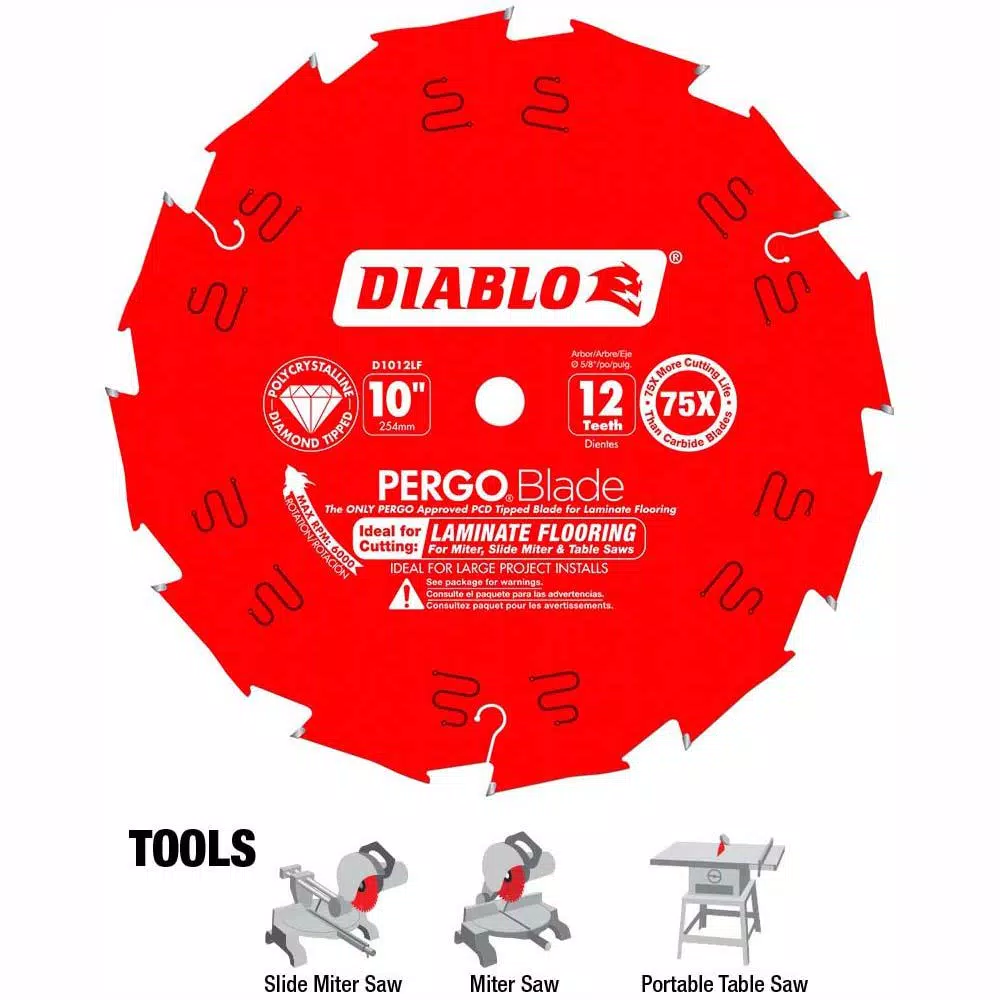 DIABLO 10 in. x 12-Tooth Polycrystalline Diamond (PCD) Tipped Ultimate Flooring Blade