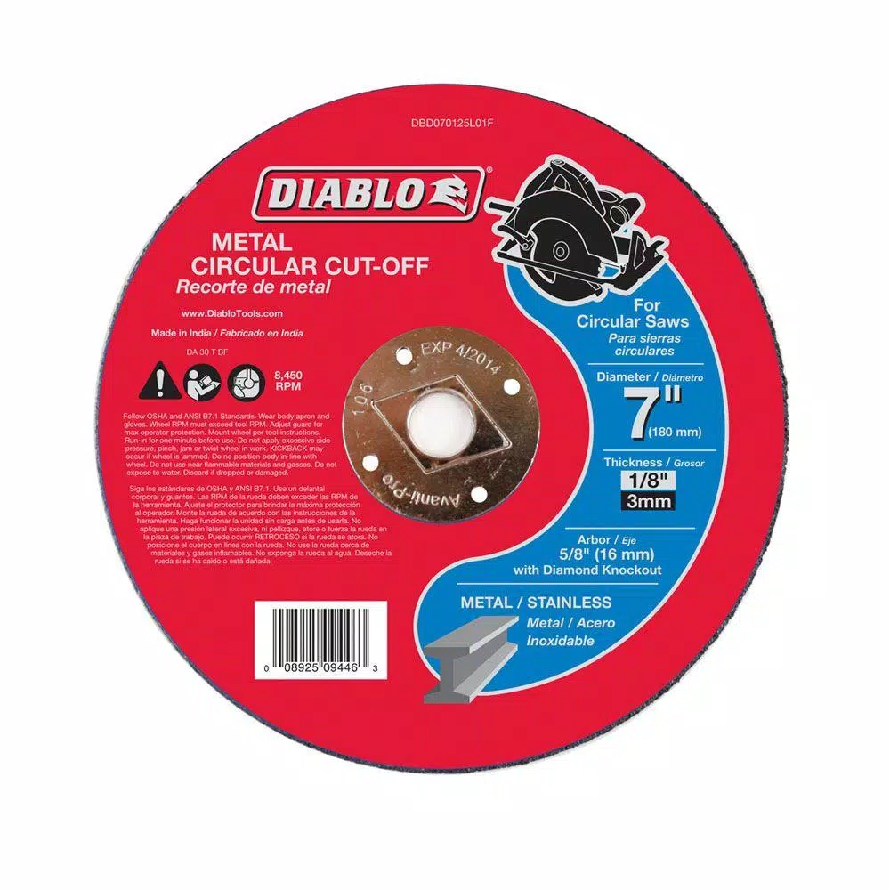 DIABLO 7 in. x 1/8 in. x 5/8 in. Metal Cut-Off Disc