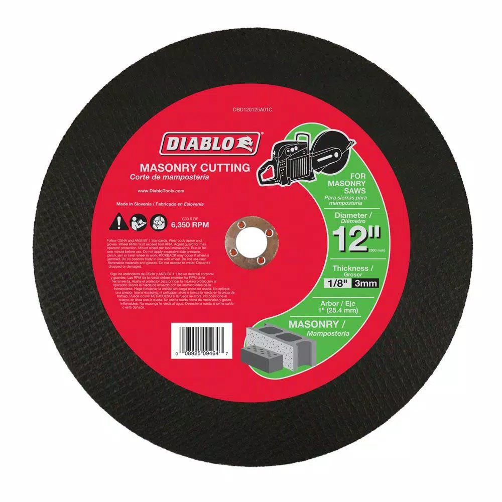 DIABLO 12 in. x 1/8 in. x 1 in. Masonry High Speed Cut-Off Disc