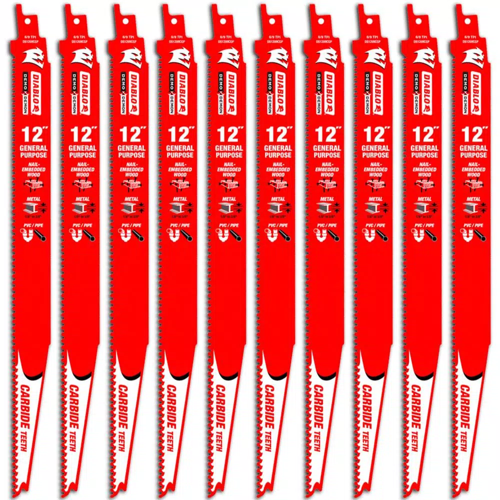 DIABLO Diablo Carbide 12 in. General Purpose Reciprocating blades (10-Pack)
