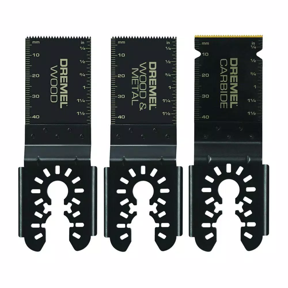 Dremel Multi-Max 1-1/4 in. Oscillating Tool Universal Flush Cut Blade Variety Pack for Wood, Metal, Tile and Cement (3-Piece)