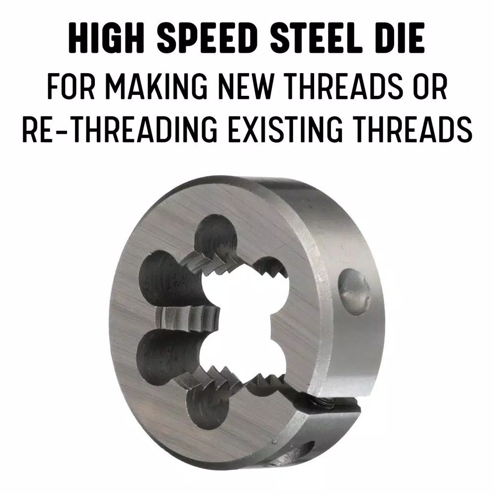 Drill America 11/16 in. - 40 x 1-1/2 in. Outside Diameter High Speed Steel Round Threading Die, Adjustable