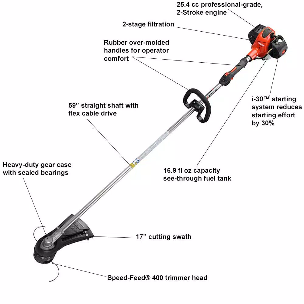 ECHO 25.4cc Gas 2-Stroke Cycle Straight Shaft Trimmer
