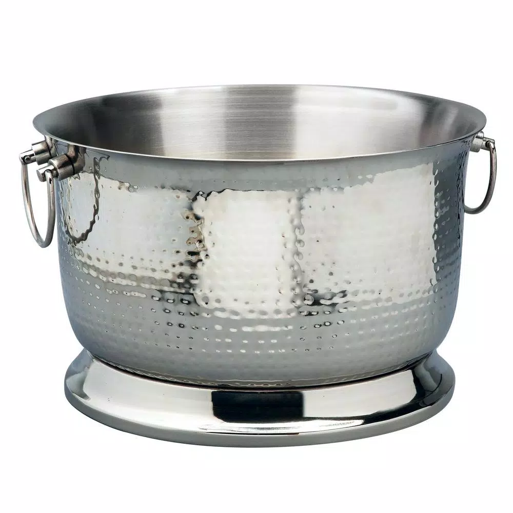 Elegance 3.75 Gal. Hammered Stainless Steel Party Tub with Double Wall Insulation