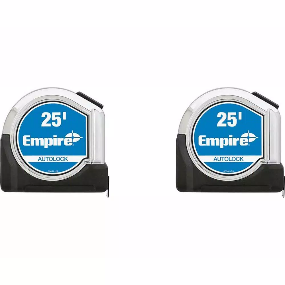 Empire 25 ft. Chrome Auto Lock Tape Measure (2-Pack)