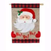 Evergreen 28 in. x 44 in. Ho Ho Ho Santa House Burlap Flag