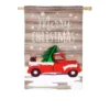 Evergreen 28 in. x 44 in. Vintage Christmas Truck House Linen Flag