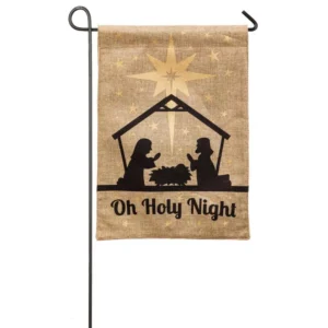 Evergreen 18 in. x 12.5 in. Oh Holy Night Garden Burlap Flag