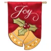 Evergreen 28 in. x 44 in. Joyful Christmas Bells House Applique Flag