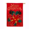 Evergreen 28 in. x 44 in. Christmas Poinsettia House Applique Flag