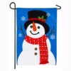 Evergreen 18 in. x 12.5 in. Happy Snowman Garden Applique Flag