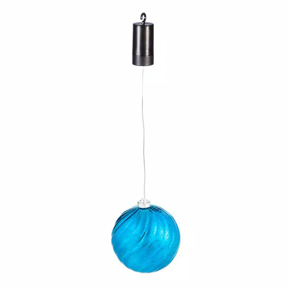 Evergreen 6 in. Blue Shatterproof LED Ball Outdoor Safe Battery Operated Christmas Ornament