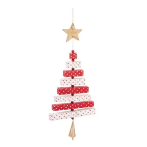 Evergreen 8 in. Red and White Wood Christmas Tree Ornament