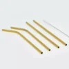 ExcelSteel 10 Pc Reusable Gold Color Straw Set W/ Cleaning Brushes
