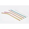 ExcelSteel 10 Pc Reusable Rainbow Straw Set W/ Cleaning Brushes