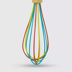 ExcelSteel 10 in. Silicone Tri-Color Whisk with Wooden Handle
