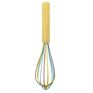 ExcelSteel 10 in. Silicone Tri-Color Whisk with Wooden Handle
