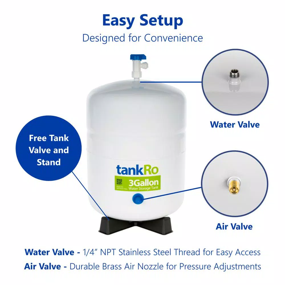Express Water tankRO – RO Water Filtration System Expansion Tank – 3 Gallon Water Capacity – Reverse Osmosis Storage Pressure Tank