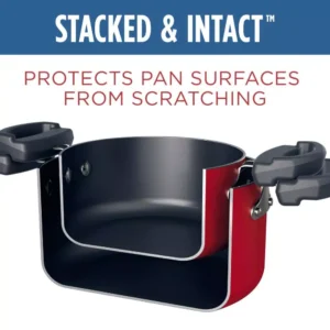 Farberware Neat Nest Space Saving 1.5 qt. Aluminum Nonstick Sauce Pot in Red with Glass Lid