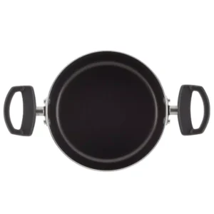 Farberware Neat Nest Space Saving 6 qt. Aluminum Nonstick Sauce Pot in Red with Glass Lid