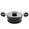 Farberware Neat Nest Space Saving 1.5 qt. Aluminum Nonstick Sauce Pot in Black with Glass Lid