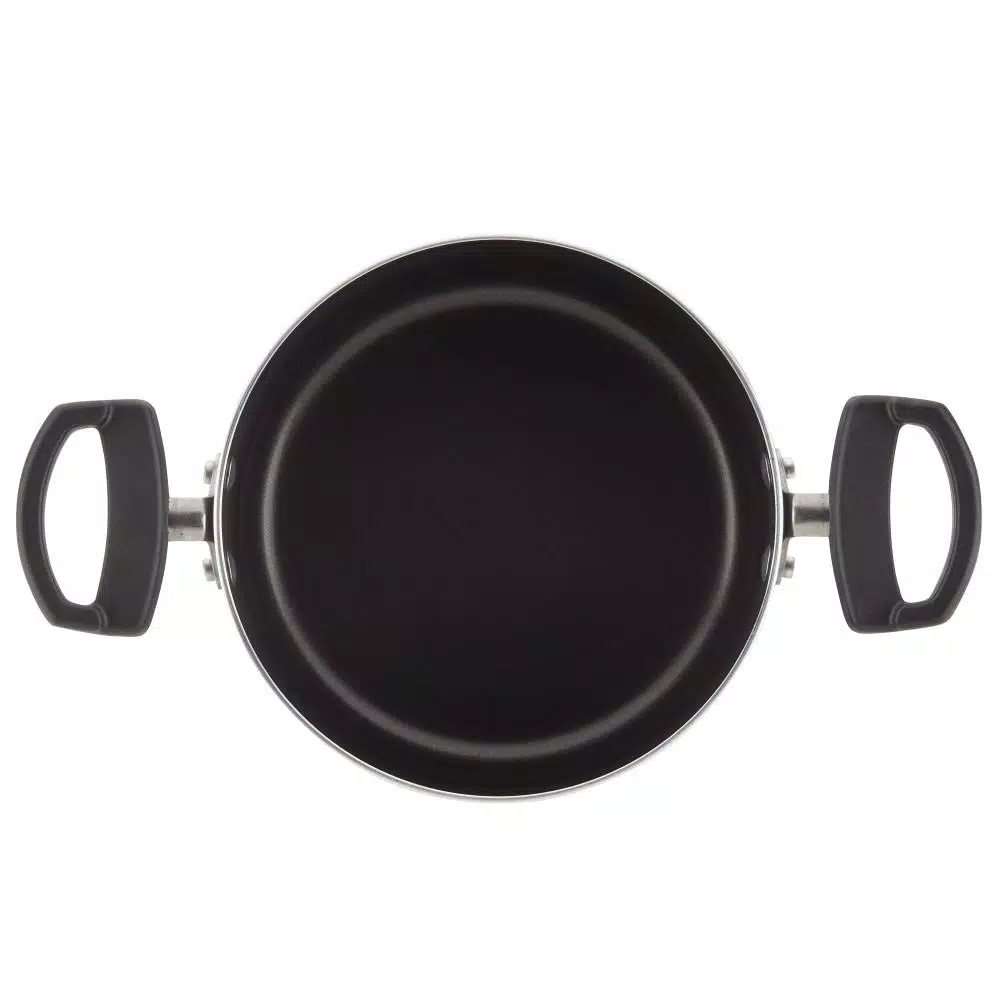 Farberware Neat Nest Space Saving 1.5 qt. Aluminum Nonstick Sauce Pot in Black with Glass Lid