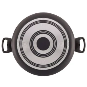 Farberware Dishwasher Safe 10.5 qt. Aluminum Nonstick Stock Pot in Black with Glass Lid