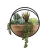 Flora Bunda 11 in. Round Wood and Metal Wall Faux Succulents Mix