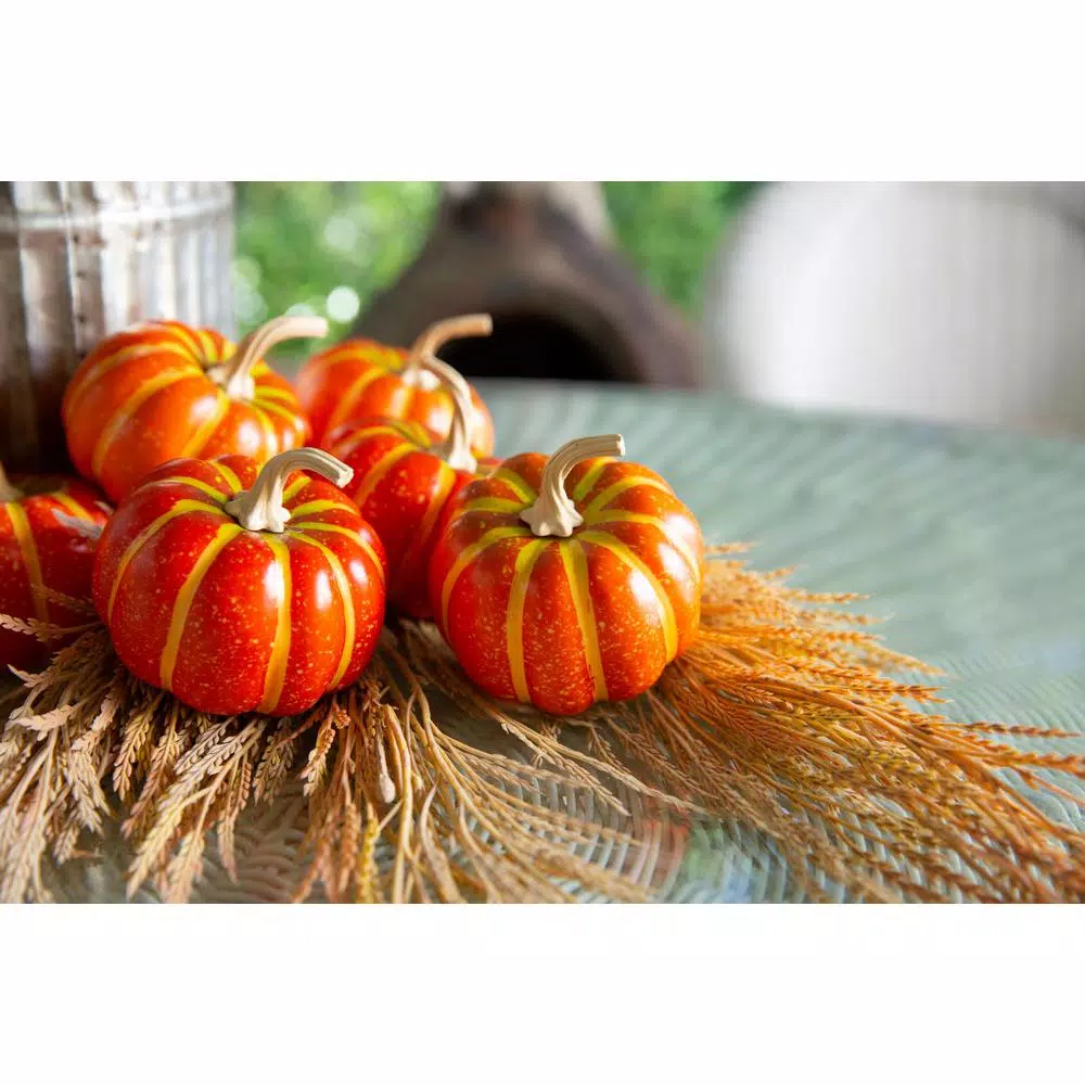 Flora Bunda 3 in. Fall Harvest Orange Plastic Foam Pumpkin Filler in PVC Box (8-Pieces Per Box)