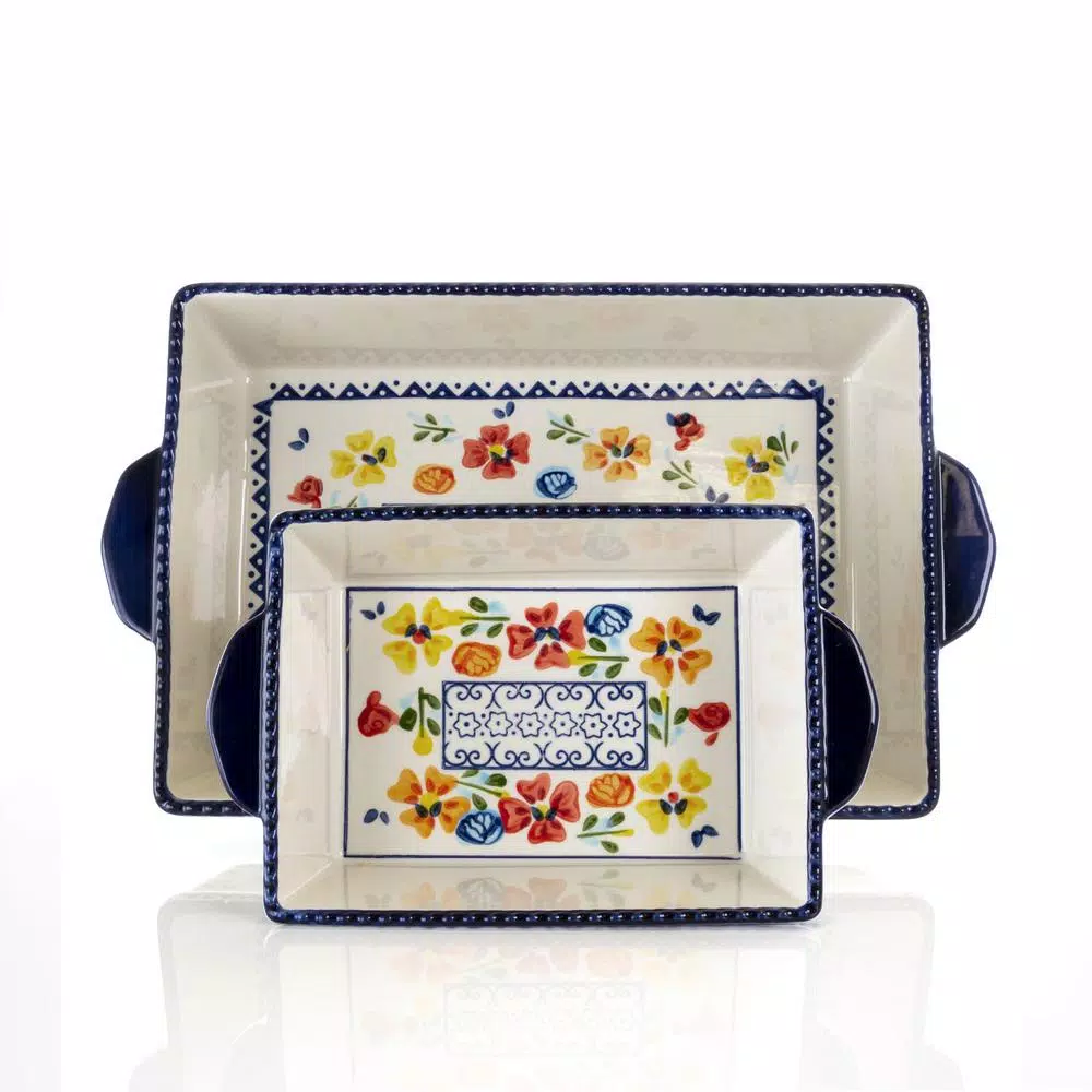 GIBSON elite Luxembourg 2-Piece Rectangular Stoneware Bakeware Set